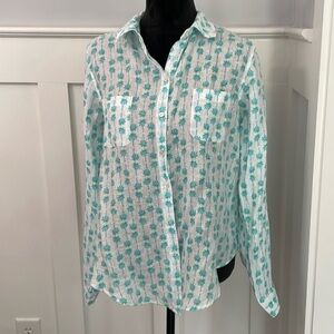 EUC Lilly Pulitzer Sea View Linen Button Down - Palm Trees